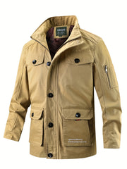 Men's Outdoor Hooded Breathable Jacket Retro Solid Outerwear for Spring Autumn