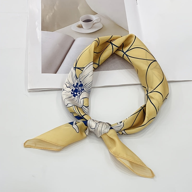 Satin Printed Square Scarf Bandana Lightweight Silk Neck Scarfs Vintage