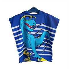 Cartoon Printed Hooded Bathrobe Wearable Wrap Towel