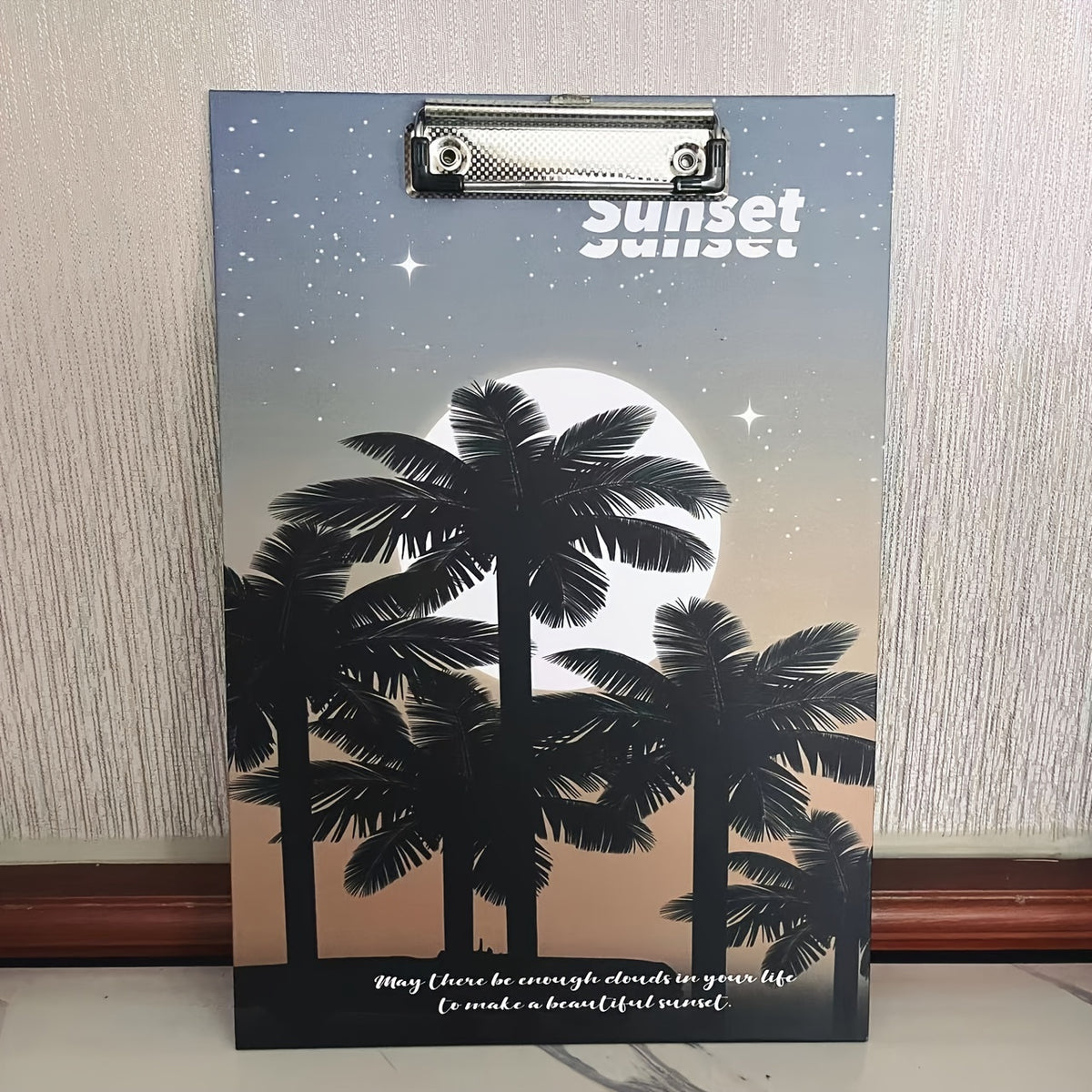 Clipboard Folder Retro Style Board Clip Sunset Tree
