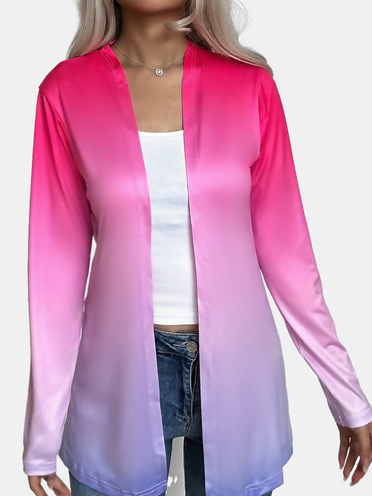  Women's Ombre Print Long Sleeve Cardigan