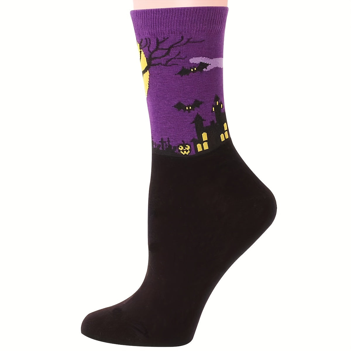 5 Pairs Bat Pattern Socks Halloween Funny Mid Tube Women's Stockings