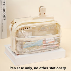 Large Capacity Transparent Pencil Case for Students & Girls