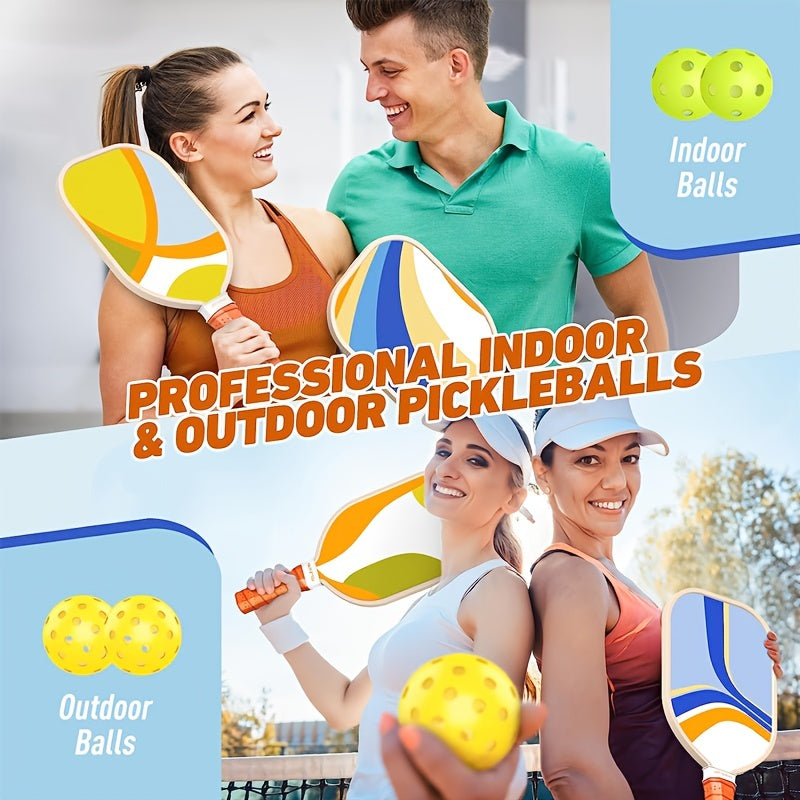 Pickleball Paddle Set 4 Paddles Edge Guard Rubber Ring 4 Balls Carry Bag Gift