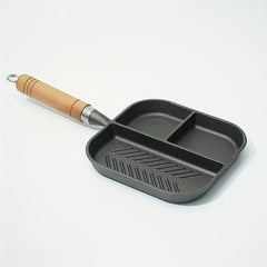 3-Section Cast Iron Frying Pan for Breakfast Grilling Hot Dogs Omelettes Steaks