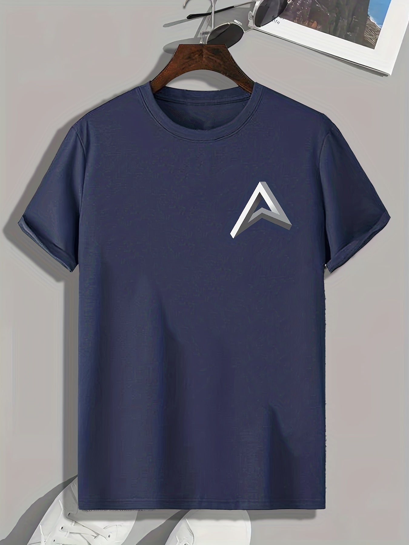 Geometry Print Men's Comfy T-shirt for Outdoor Summer