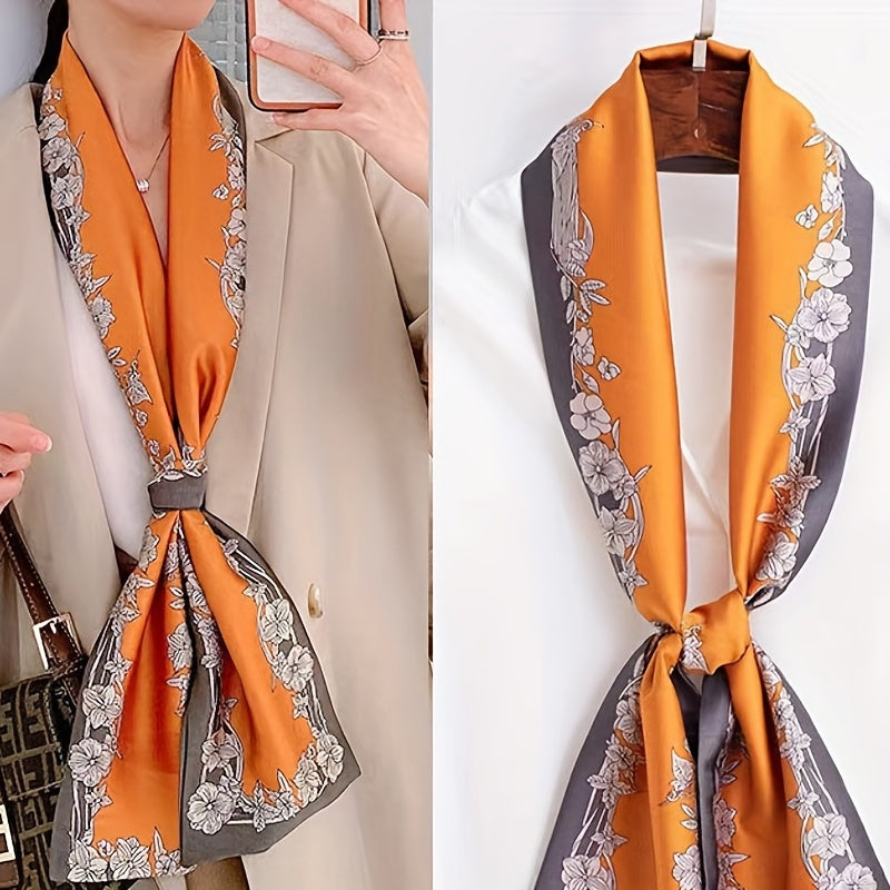 Geometric Print Silk Neck Scarf Bandana Hair Accessories