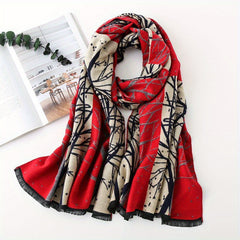 Plaid Print Fringed Shawl Warm Capes