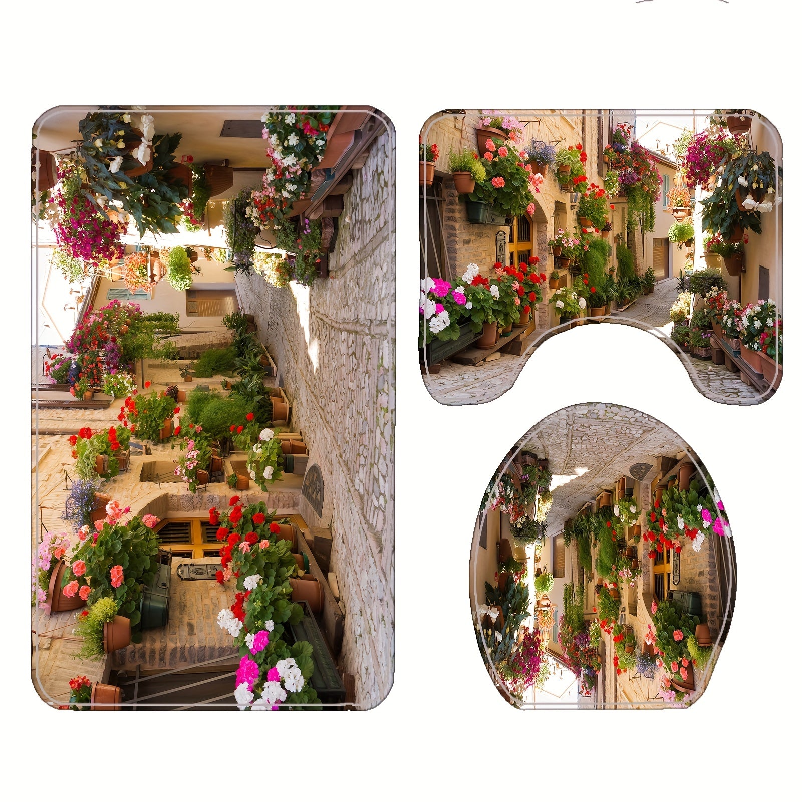 European Street Scene Shower Curtain Set