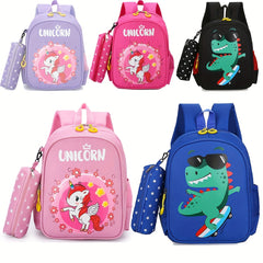 Unicorn Skateboard Dinosaur Children's Backpack + Pencil Case