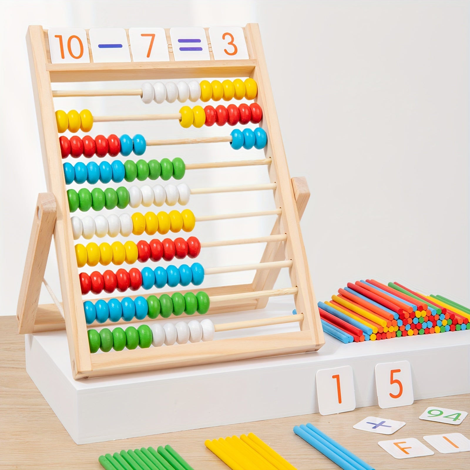 Wooden Abacus Toy for Early Learning Math - Preschool Educational Counting Beads