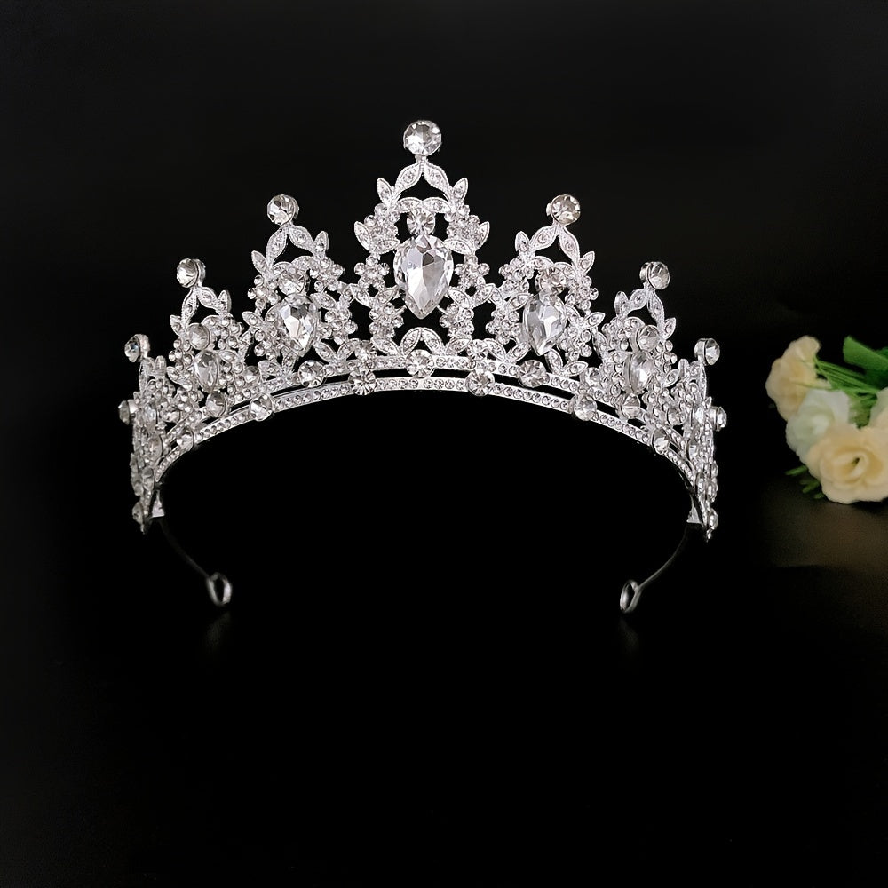 Silvery Rhinestone Crystal Crown Headband Princess Crown