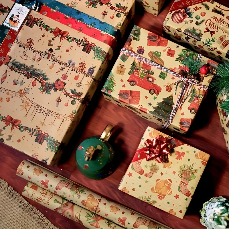 6pcs Christmas Gift Wrapping Paper Gift Boxes Holiday Crafts Decorations