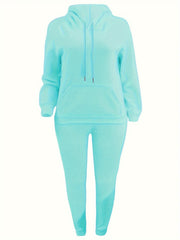  Solid Long Sleeve Hoodie & Joggers Set