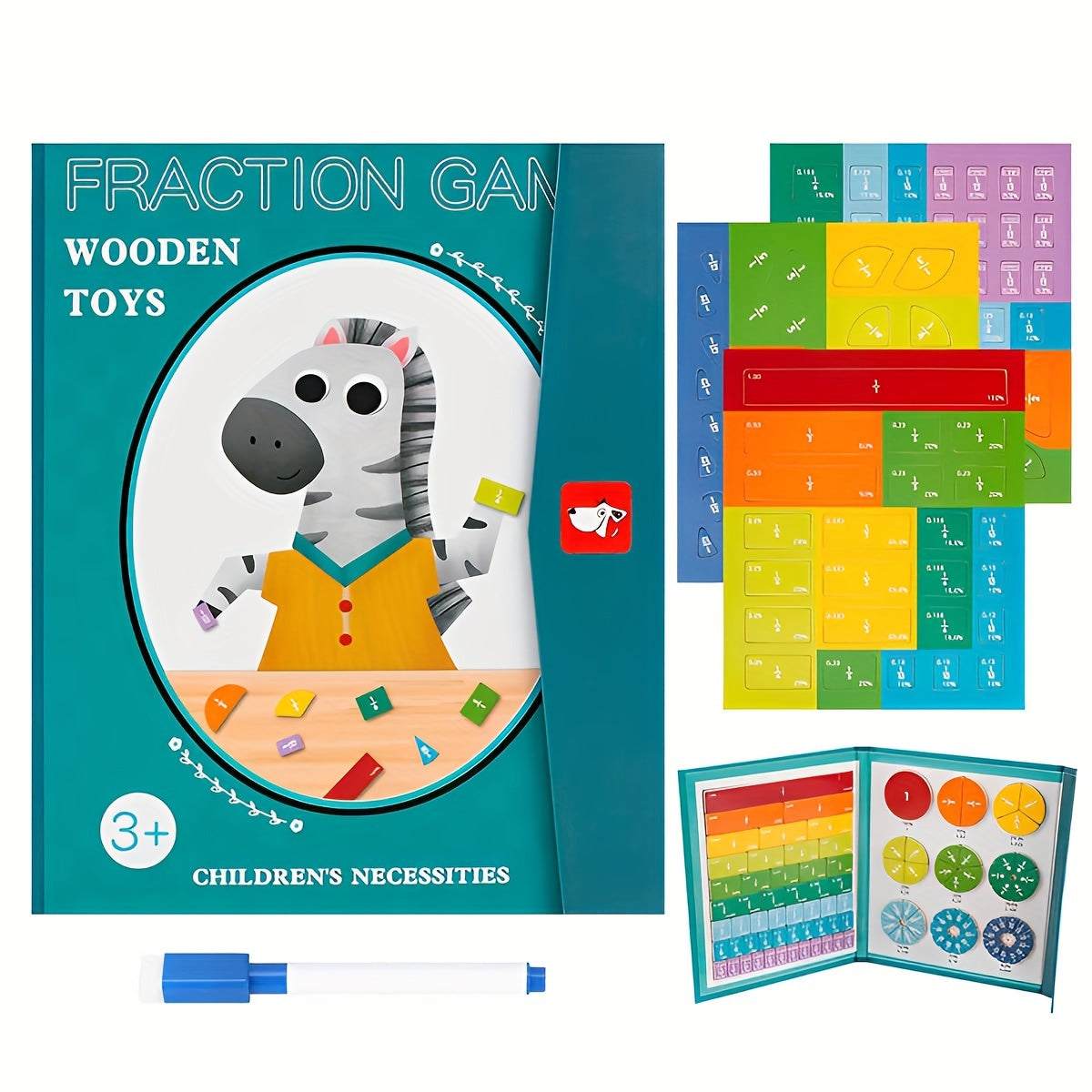 Wooden Magnetic Fraction Learning Math Toy