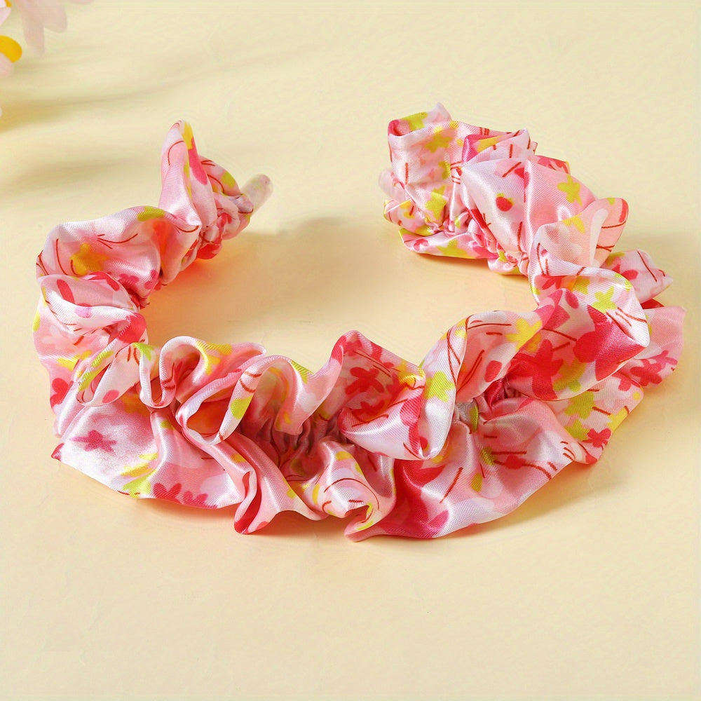 Ruched Ruffled Headband Colorful Hair Band Floral Printed Head Hoop