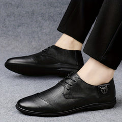 Men's Plaid Leather Derby Shoes for Wedding Business