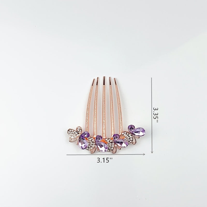 Rhinestone Hair Comb Butterfly Hairpin Retro Hair Jewelry Accessories