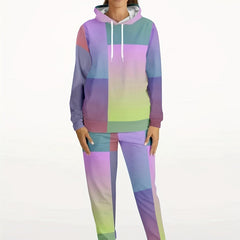  Colorblock Long Sleeve Hoodie & Joggers Set