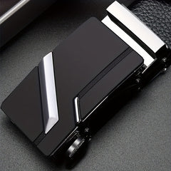 Men's Faux Leather Automatic Buckle Business Belt - 47inch