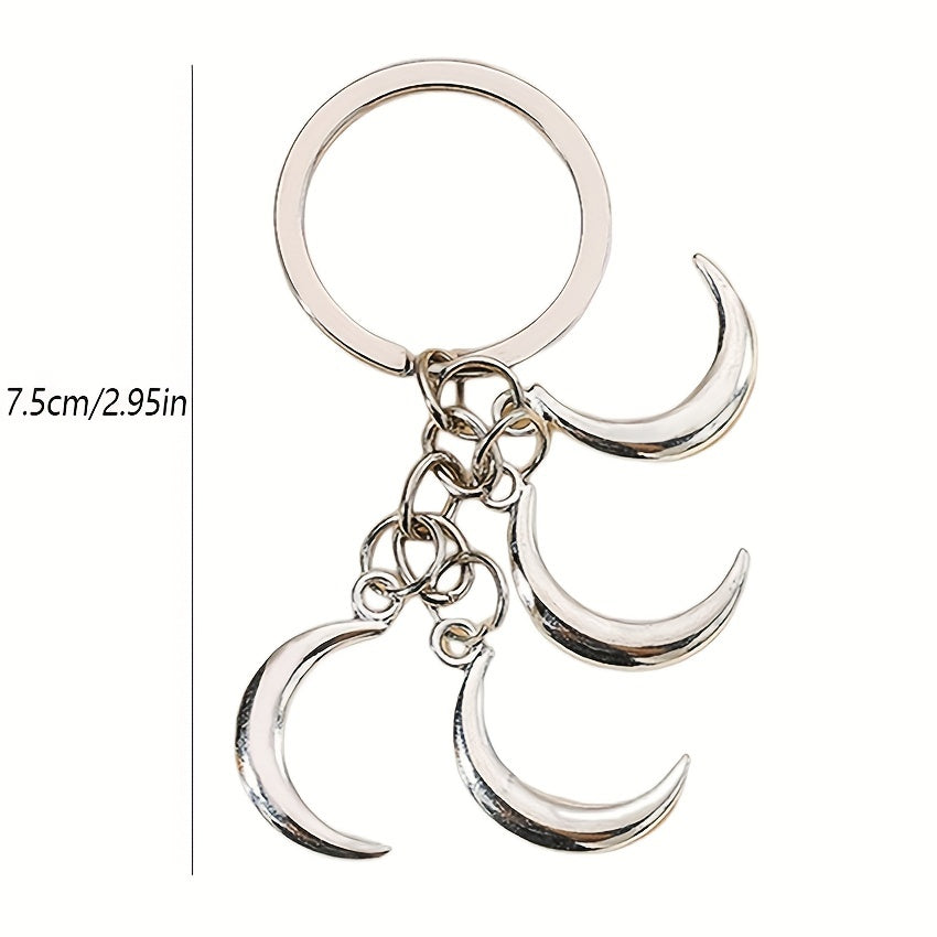 Pentagram Moon Star Keychain Pendant for Couples