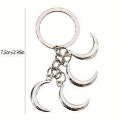 Pentagram Moon Star Keychain Pendant for Couples