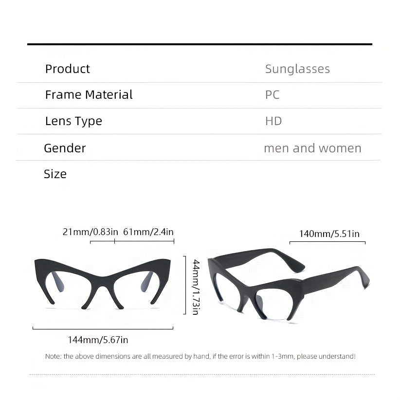 Clear Lens Cat Eye Glasses Men Women Semi Rimless Anti Light Stylish Eyewear