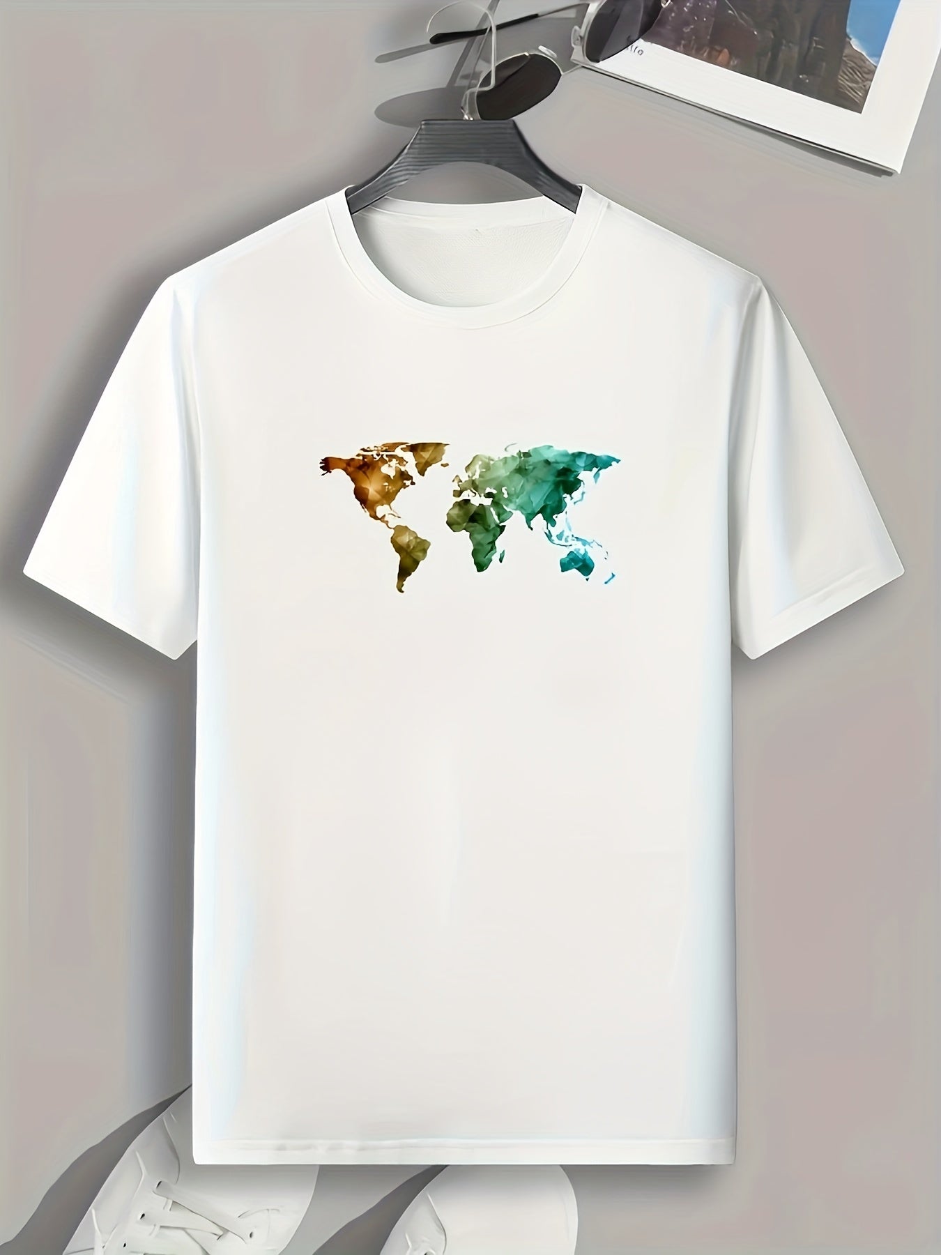 Gradient Geometric Print Men's Comfy T-shirt for Outdoor Summer