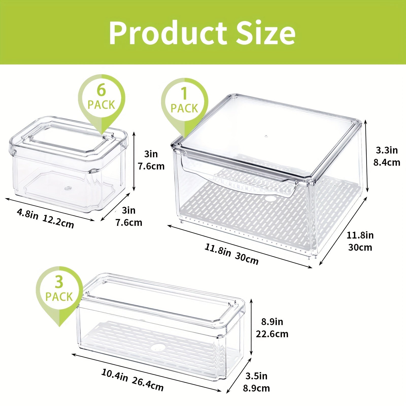 10pcs Fridge Organizer Bins with Lids BPA Plastic Pantry Storage