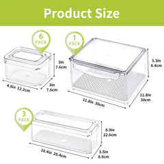 10pcs Fridge Organizer Bins with Lids BPA Plastic Pantry Storage