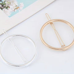 Round Frame Hair Clip Minimalist Solid Hair Pin Alloy Headwear