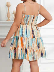  Stripe Print Backless Mini Smock Cami Dress