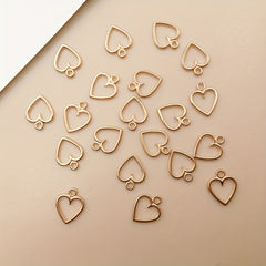 20pcs KC Golden Heart Charms Pendants DIY Jewelry Making Accessories