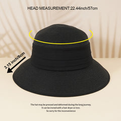 Foldable Bucket Hat Wide Brim Sun Visor Straw Hats Women Beach Fisherman Cap
