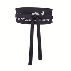 Vintage Flower Embroidery Cloth Belt Classic Bowknot Sash Belt