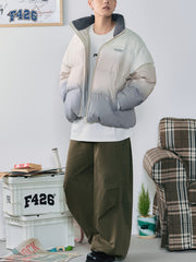 Men's Gradient Duck Down Coat Zip Up Puffer Jacket