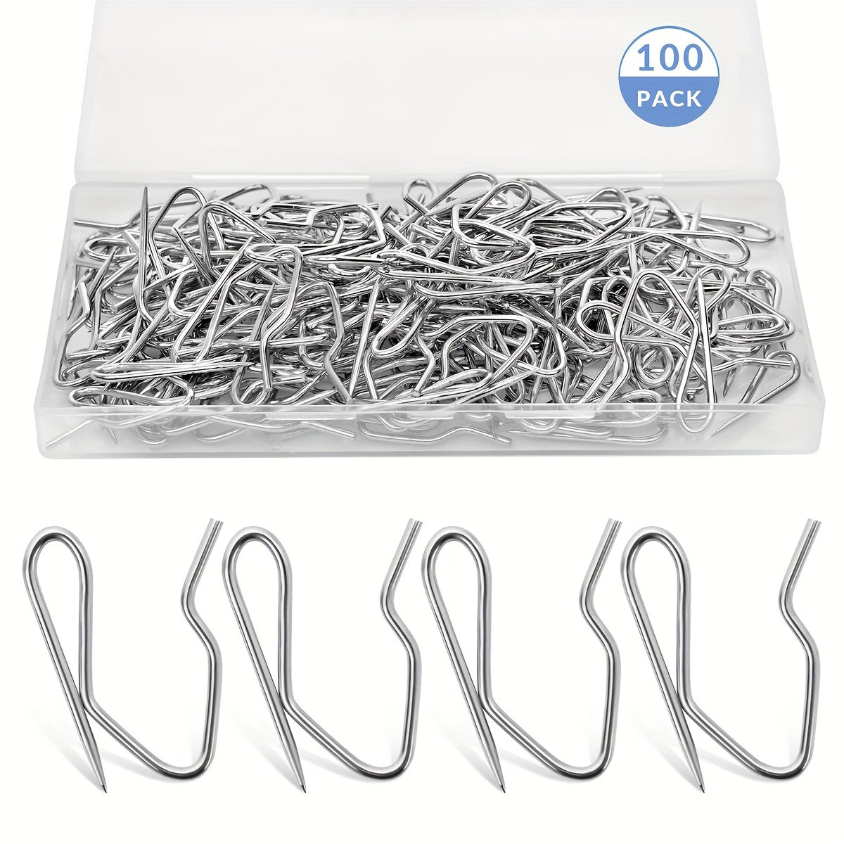 100pcs Stainless Steel Curtain Hooks for Drapes