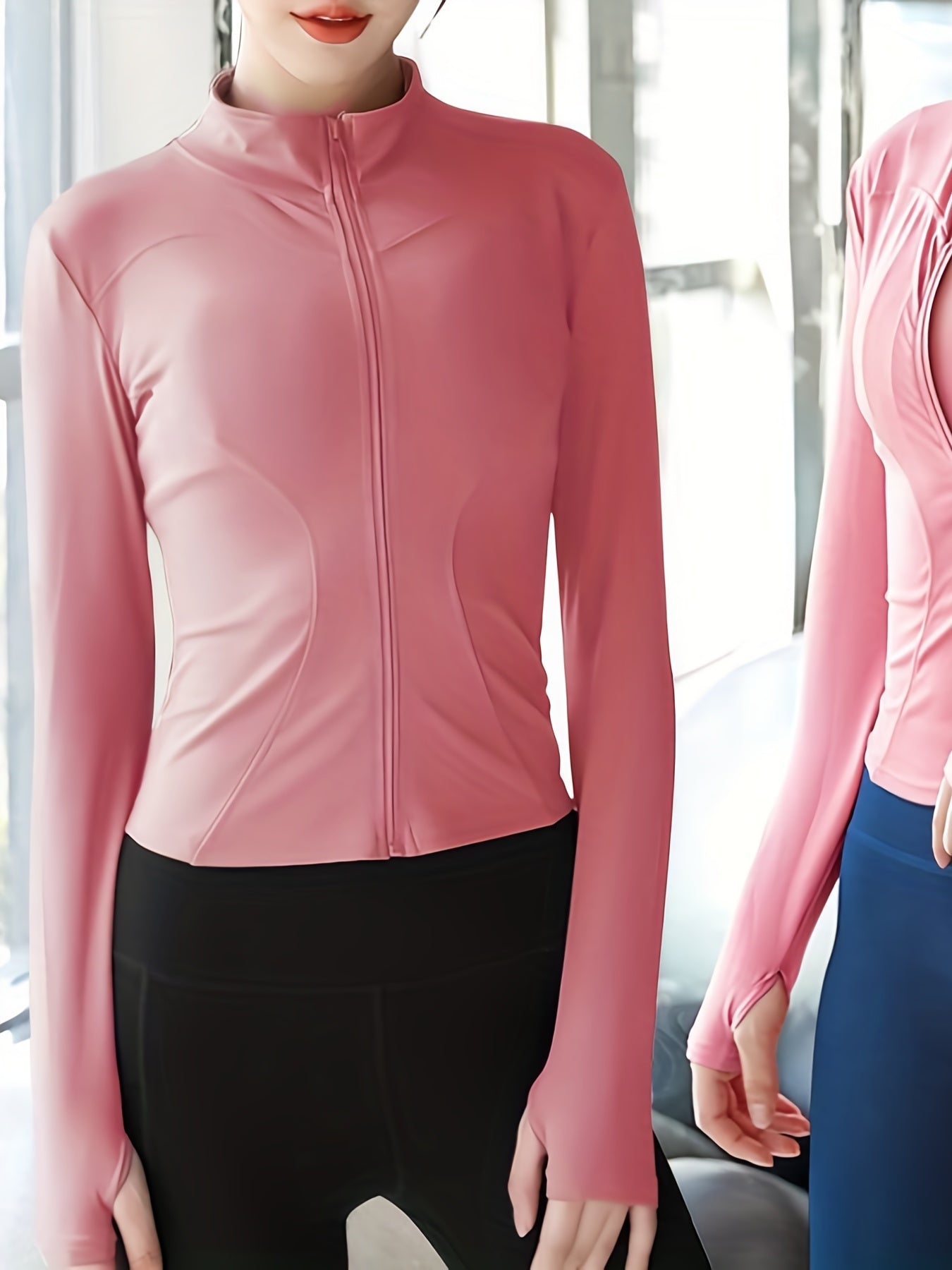 Women's Quick Dry Full Zip Sports Jacket with Thumb Holes