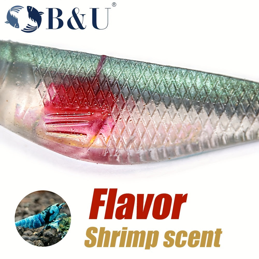 B&U 3pcs 8 Soft Plastic Swimbait Fishing Lure For Bass Trout Crappie