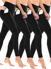 4 Pack Plus Size Women's Sports Leggings High Stretch Fitness Leggings Set