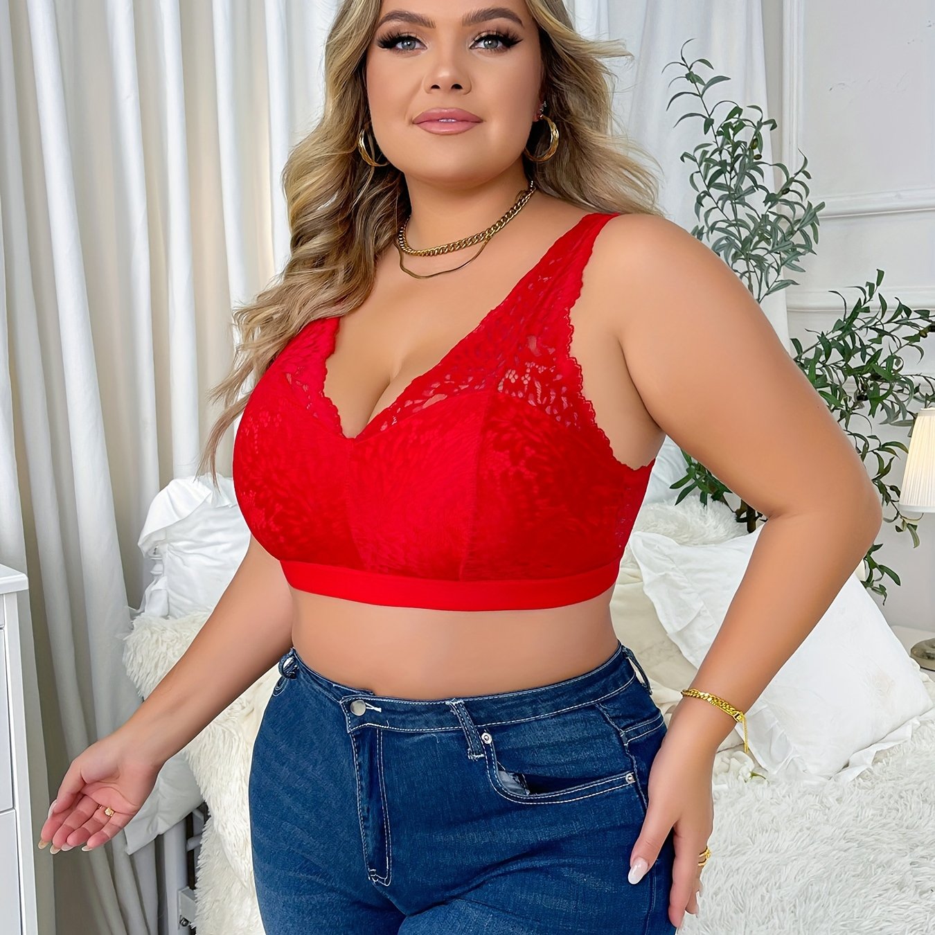  Sexy Lace Bra Women Full Cover Comfort Wide Straps Bralette