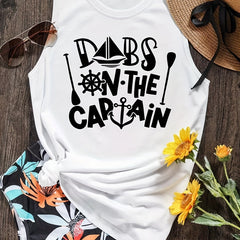 Letter Print Crew Neck Tank Top Casual Sleeveless Tank Top
