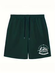 Men's Camping Graphic Shorts Athletic Letter Print Stretch Drawstring Shorts
