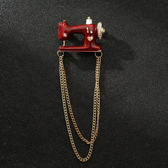 Sewing Machine Tassel Brooch Men's Chain Suit Personality Accessories
