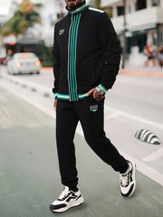 Men's 2 Piece Stand Collar Jacket and Sweatpants Set for Spring Autumn