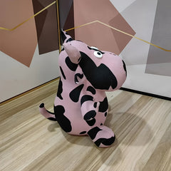 Colorful Cow Plush Toy Soft Polyester Cartoon Animal with Pink Spots