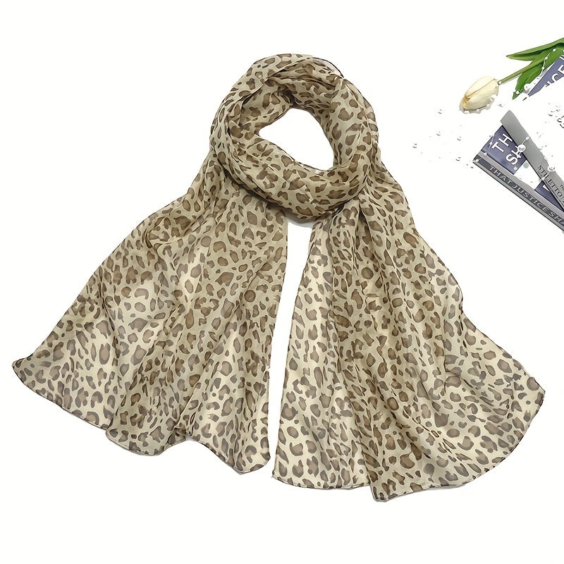 Leopard Print Scarf Thin Gauze Shawl Casual Sunscreen Head Wrap
