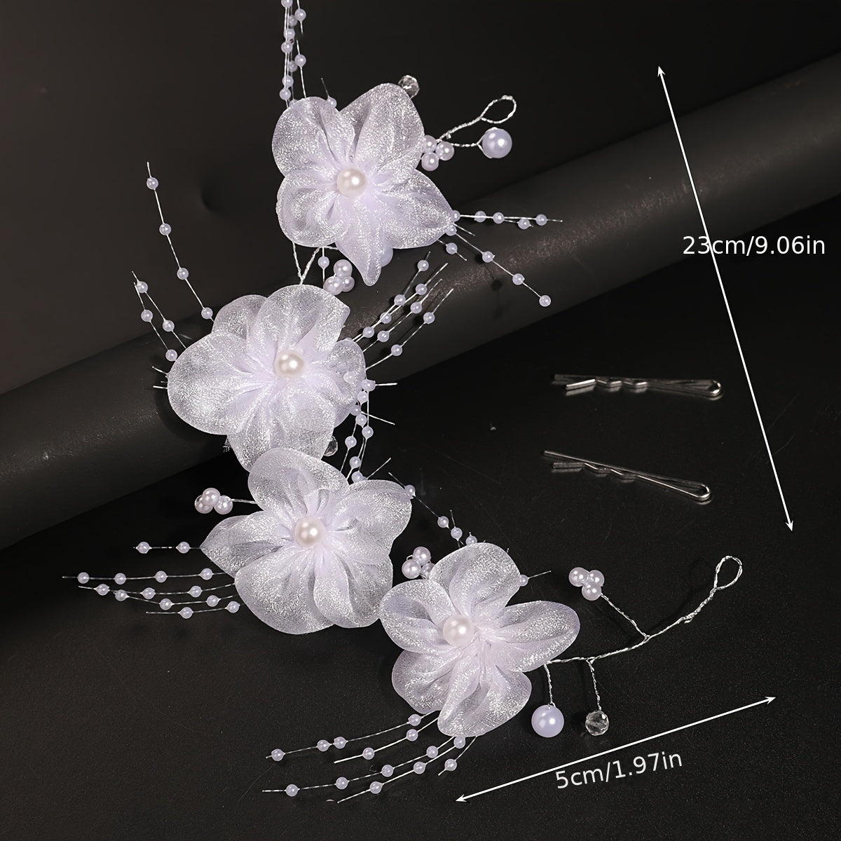Red Rose Hair Accessory with Soft Bow Headpiece for Wedding