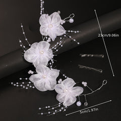 Red Rose Hair Accessory with Soft Bow Headpiece for Wedding