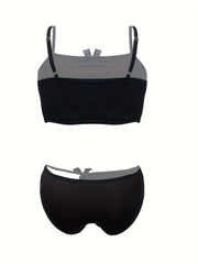  Lace Bow Decor Bra & Cutout Panty Lingerie Set